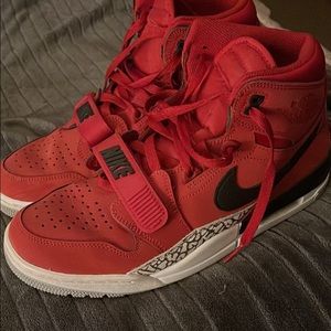A pair of red Jordan’s size 10 worn once